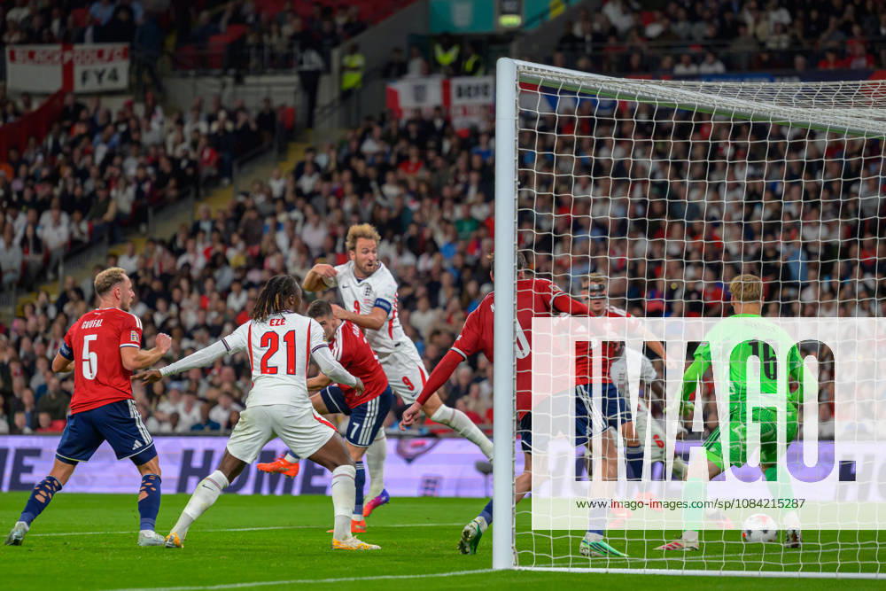 LONDON, ENGLAND OCTOBER 06 - Harry Kane of England scores the team s third goal to make score 3-0 during the UEFA Nations League game between England and Czechia at Wembley Stadium on October 06, 2026 in London, England. (Photo by Keeran Marquis Sports Press Photo)