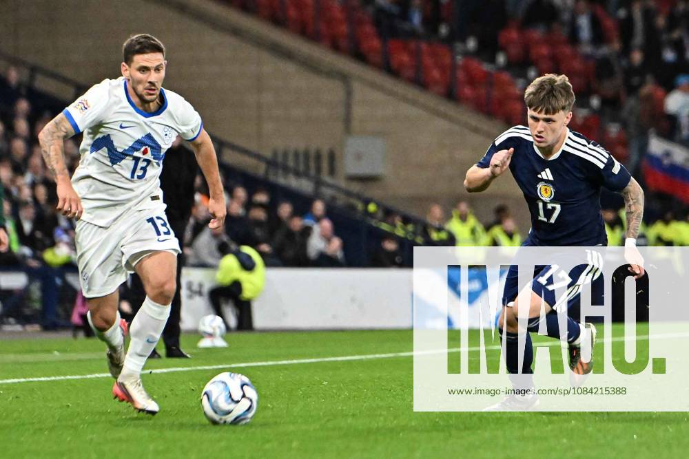 Scotland v Slovenia UEFA Nations League Ben Gannon-Doak of Scotland and Erik Janza of Slovenia during the UEFA Nations League match at Barclays Hampden, Glasgow 06 10 2026 UK Newspapers OUT