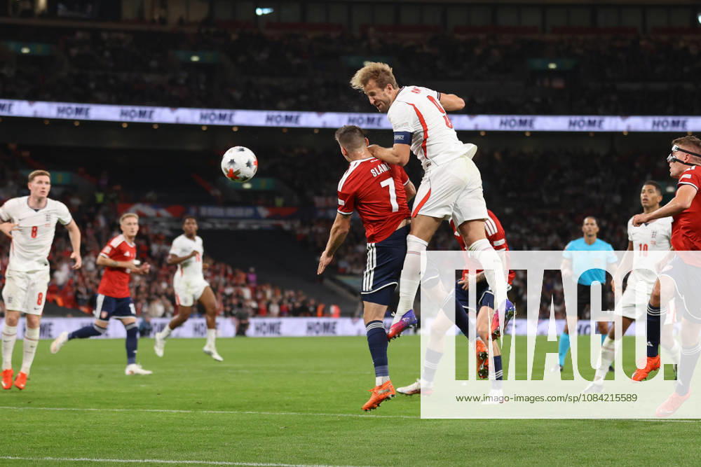 England v Czechia 06 October 2026, Wembley - UEFA Nations League - England v Czechia - Harry Kane of England scores the third goal for his team with a header from a corner kick - Photo: Jacques Feeney Offside. London UK