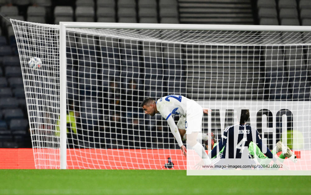 Glasgow, Scotland, 6th October 2026. Aljosa Matko of Slovenia scores his sides equaliser during the Scotland vs Slovenia UEFA Nations League match at Hampden Park, Glasgow. Picture credit should read: Neil Hanna Sportimage . SPI_037_NH_Scotland_Slovenia SPI-5054-0034