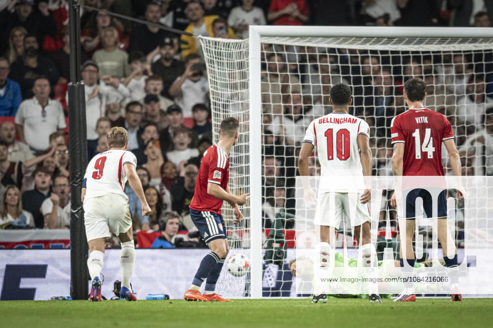 6th October 2026; Wembley Stadium, London, England; UEFA Nations League Football, England versus Czech Republic; Harry Kane of England scores in the 57th minute to make the score 3-0 GodfreyxPitt