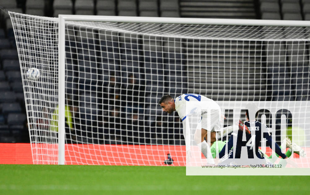Glasgow, Scotland, 6th October 2026. Aljosa Matko of Slovenia scores his sides equaliser during the Scotland vs Slovenia UEFA Nations League match at Hampden Park, Glasgow. Picture credit should read: Neil Hanna Sportimage . SPI_036_NH_Scotland_Slovenia SPI-5054-0036