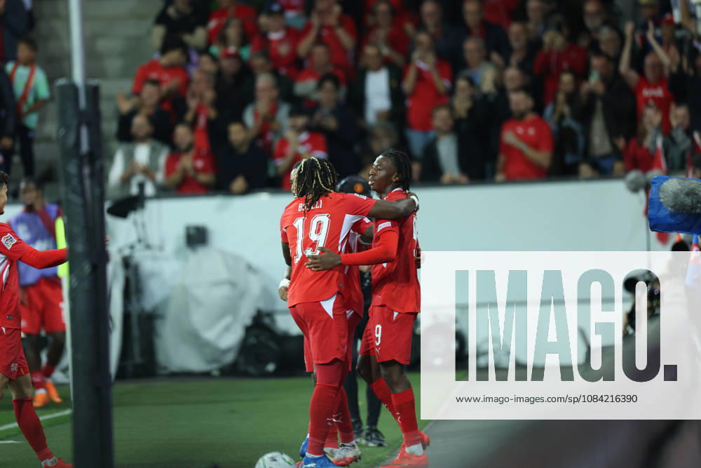 Johan Manzambi (9, Switzerland) during the UEFA Nations League match between Switzerland and North Macedonia at thermoplan arena on October 6, 2026 in Lucerne, Switzerland.