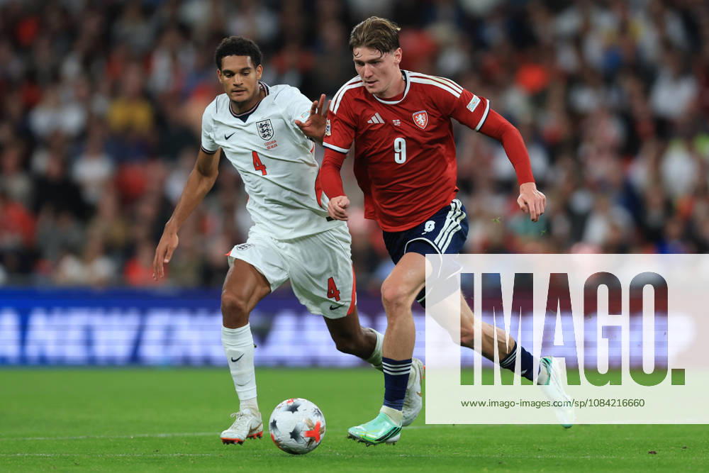 England v Czechia - UEFA Nations League 2026 27 Group A3 MD4 Jarell Quansah of England and Ryan Naderi of Czechia challenge during the UEFA Nations League 2026 27 group phase match between England and Czechia at Wembley Stadium on October 6, 2026 in London, England. London Wembley Stadium England United Kingdom