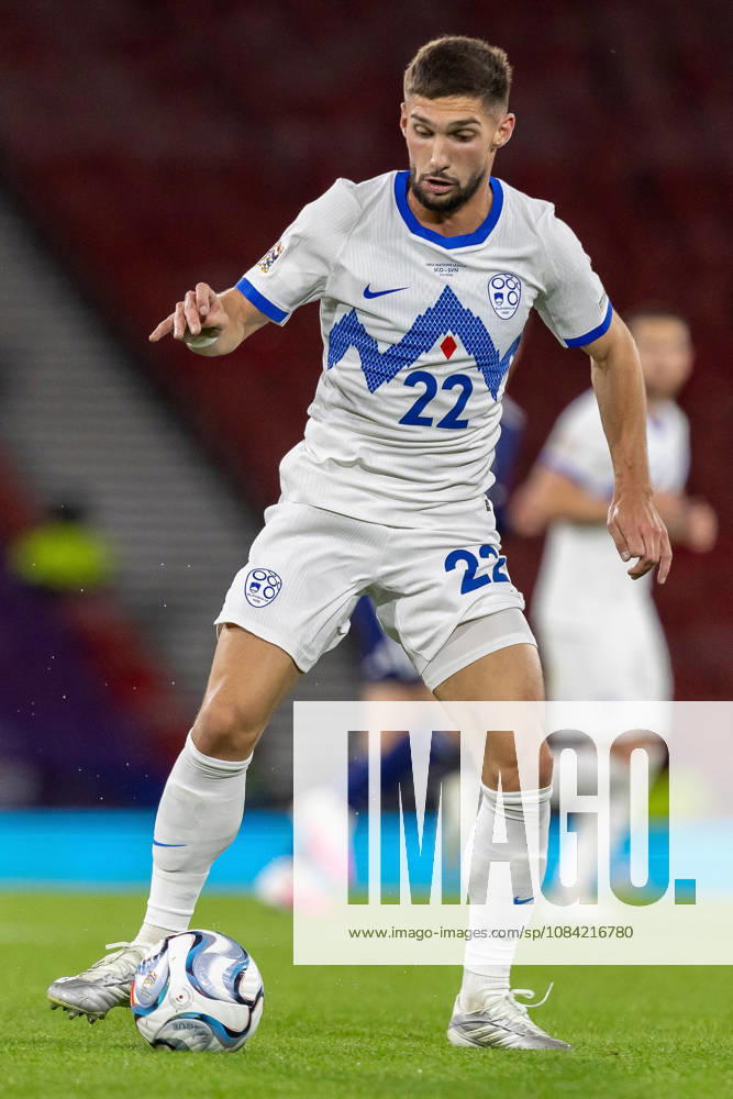 Scotland v Slovenia, UEFA Nations League Adam Gnezda Äaerin of Slovenia during the UEFA Nations League League B Group B1 between Scotland and Slovenia. Barclays Hampden, Hampden Park, Glasgow, Scotland. 6 October 2026. Hampden Park Barclays Hampden Glasgow Scotland Editorial use only ,