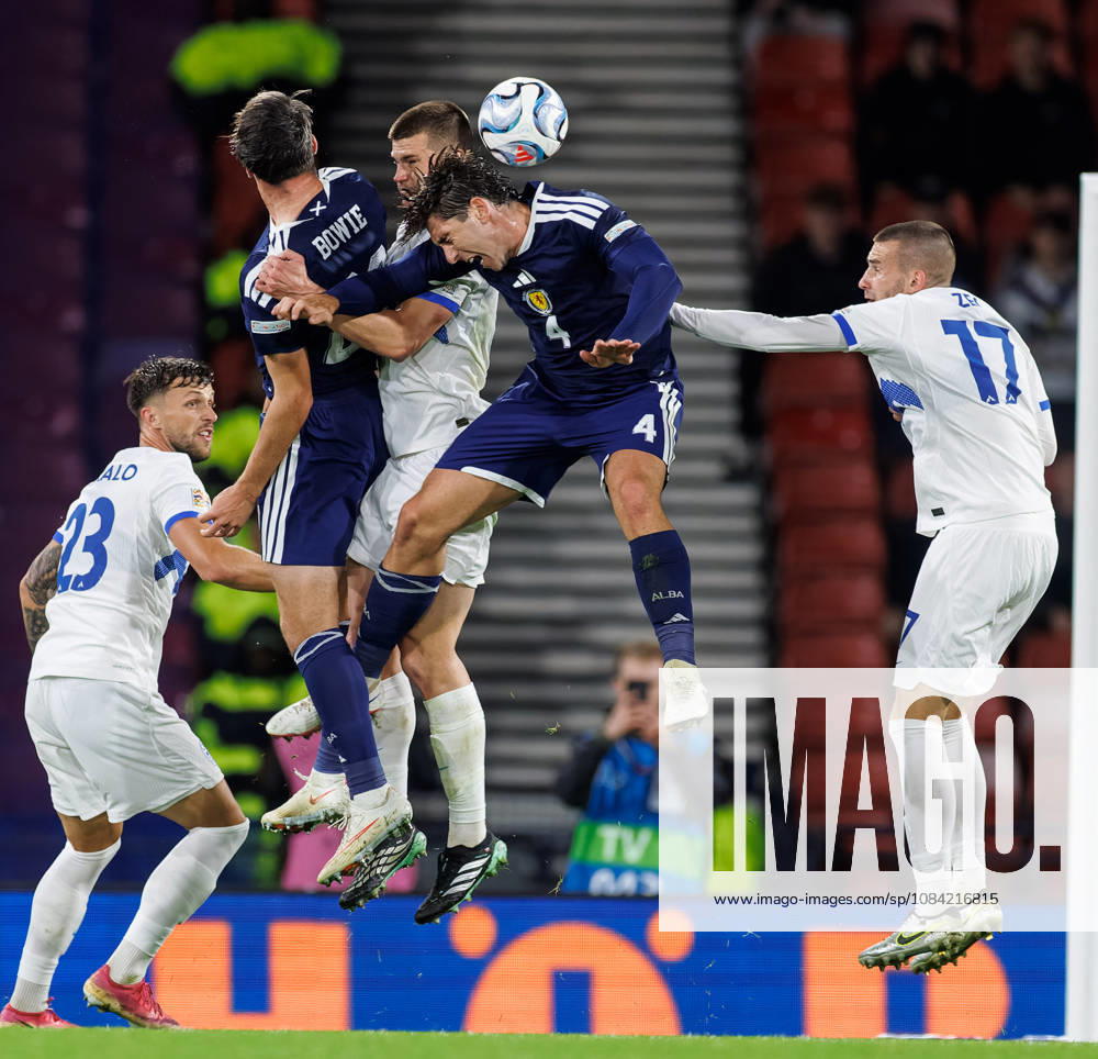 Scotland v Slovenia: Kieron Bowie and Luis Binks of Scotland and Jaka Bijol of Slovenia