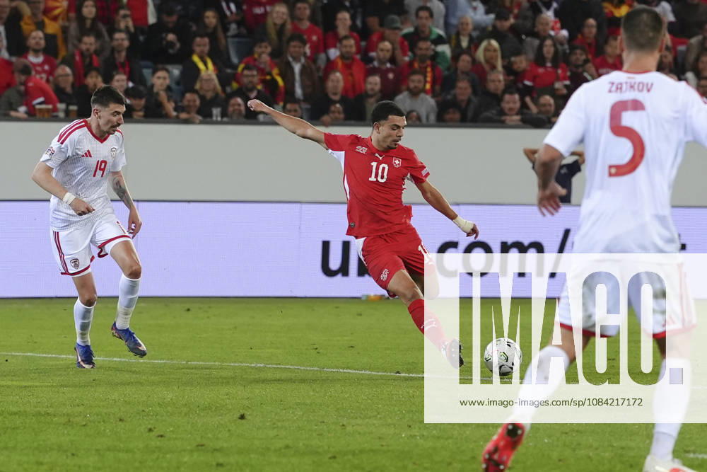Mohamed Zeki Amdouni (10 SUI) during the UEFA Nations League match between Switzerland and North Macedonia at thermoplan arena on October 06, 2026 in Luzern, Switzerland.