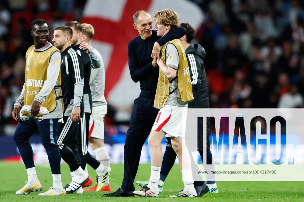 England Head Coach Thomas Tuchel and unused substitute Anthony Gordon of England embrace at full-time England v Czechia, UEFA Nations League, Football, Wembley Stadium, London, UK - 06 Oct 2026London Wembley Stadium United Kingdom