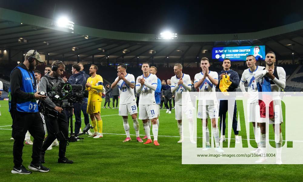 Slovenia players celebrate at full-time. Final score Scotland 1 Slovenia 2. Scotland v Slovenia, Football, UEFA Nation s League, Group B1, Hampden Park, Glasgow, UK, Hampden Park, Glasgow, Scotland, Scotland, UK - 06 Oct 2026Glasgow Hampden Park Scotland United Kingdom