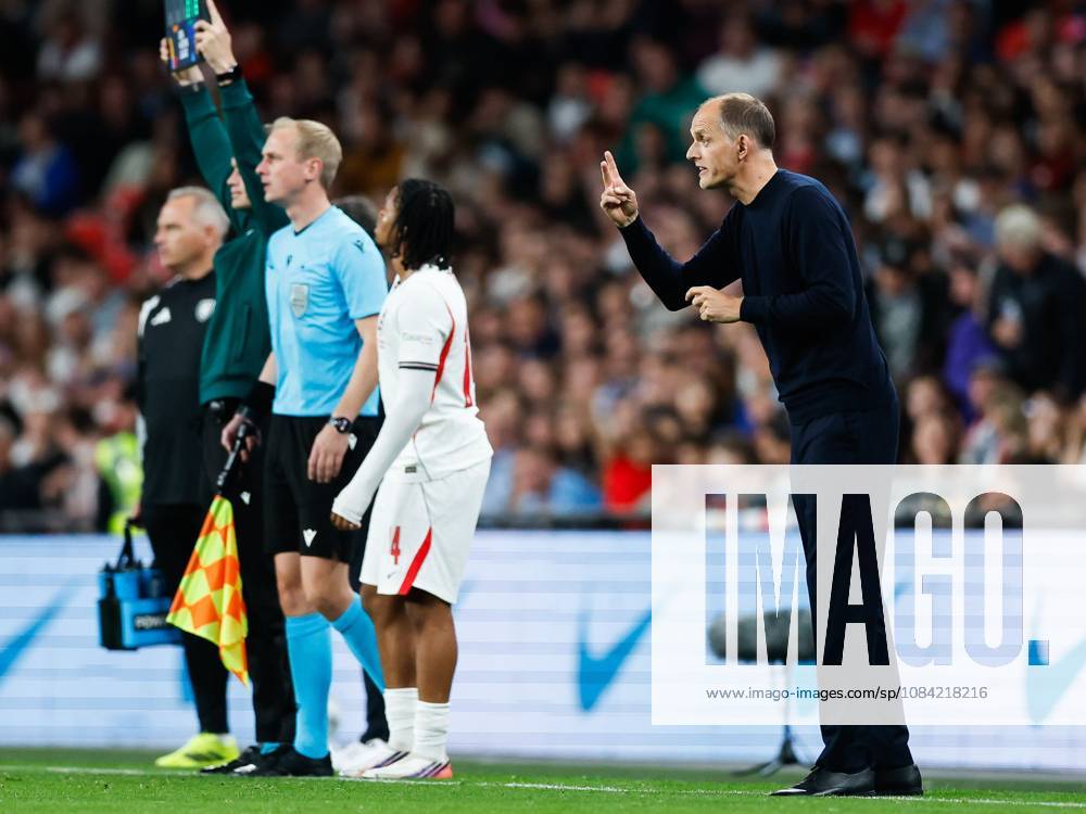 England Head Coach Thomas Tuchel signals and gives his players instructions as Rio Ngumoha of England is substituted on England v Czechia, UEFA Nations League, Football, Wembley Stadium, London, UK - 06 Oct 2026London Wembley Stadium United Kingdom
