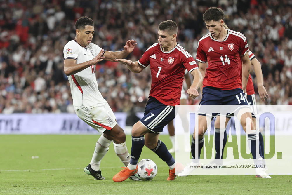 England v Czechia UEFA Nations League Jude Bellingham of England and Jiri Slama of Czechia in action during the UEFA Nations League match at Wembley Stadium, London 06 10 2026 UK Newspapers OUT