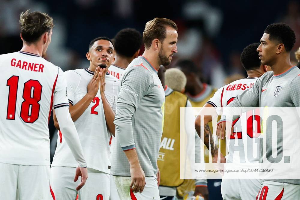 Trent Alexander-Arnold of England looks on at full-time as Harry Kane and Jude Bellingham of England embrace England v Czechia, UEFA Nations League, Football, Wembley Stadium, London, UK - 06 Oct 2026London Wembley Stadium United Kingdom