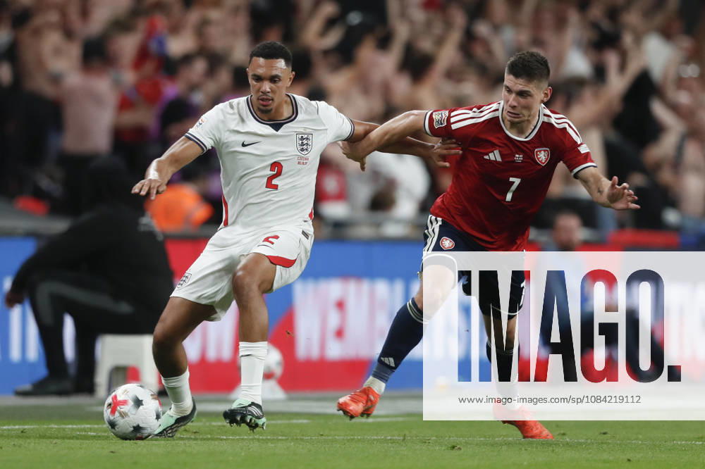 England v Czechia UEFA Nations League Trent Alexander-Arnold of England and Jiri Slama of Czechia in action during the UEFA Nations League match at Wembley Stadium, London 06 10 2026 UK Newspapers OUT