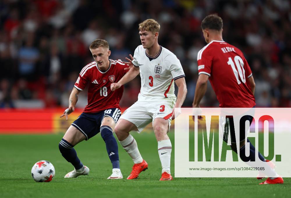 Lewis Hall of England with Matej Radosta of Czechia England v Czech Republic - UEFA Nations League - League A - Group 3. Football. Wembley Stadium, London, UK. 6 OCT 2026Wembley Wembley Stadium LONDON United Kingdom