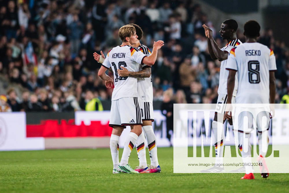 U21, U 21 EM-Qualifikation: Deutschland - Georgien, 06.10.2026 Aljoscha Kemlein (Deutschland, 16), Nnamdi Collins (Deutschland, 20), Joshua Quarshie (Deutschland, 5); Fußball, EM-Qualifikation U 21, 10. Spieltag: Deutschland vs. Georgien am 06.10.2026, Bielefeld DFB REGULATIONS PROHIBIT ANY USE OF PHOTOGRAPHS AS IMAGE SEQUENCES AND OR QUASI-VIDEO.