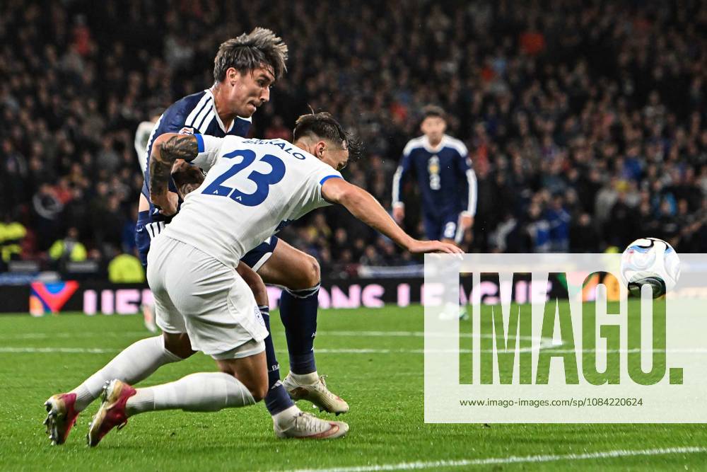 Scotland v Slovenia UEFA Nations League Kieron Bowie of Scotland jostles with David Brekalo of Slovenia during the UEFA Nations League match at Barclays Hampden, Glasgow 06 10 2026 UK Newspapers OUT