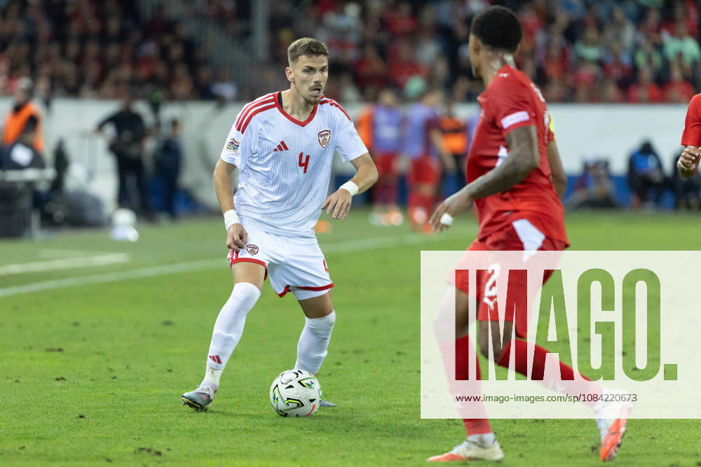 Aleksandar Stojchevski seen during National League game between teams of Switzerland and North Macedonia at thermoplan Arena (Benjamin Faes Ball Raw Images) Strasbourg Stade de la Meinau France