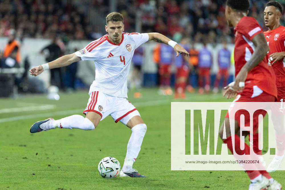 Aleksandar Stojchevski seen during National League game between teams of Switzerland and North Macedonia at thermoplan Arena (Benjamin Faes Ball Raw Images) Strasbourg Stade de la Meinau France