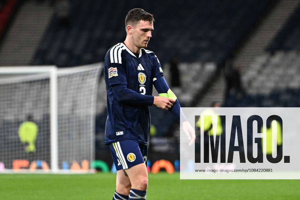 Scotland v Slovenia UEFA Nations League Andrew Robertson of Scotland at full time takes off the captains armband during the UEFA Nations League match at Barclays Hampden, Glasgow 06 10 2026 UK Newspapers OUT