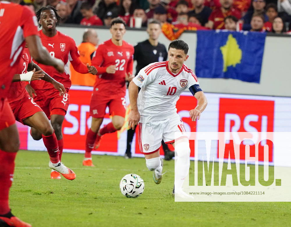 Luzern Schweiz. Thermoplan Arena Fussball Herren Saison 2026-2027 Nations League Schweiz - Nordmazedonien 3-0 .Bild, Enis Bardhi NMK Aktion Einzelbild