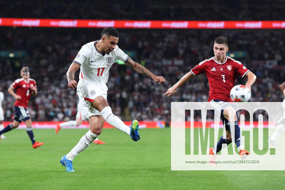 England v Czechia 06 October 2026, London - International Football - UEFA Nations League - England v Czechia - Morgan Rogers of England shoots - Photo: Charlotte Wilson Offside. London UK