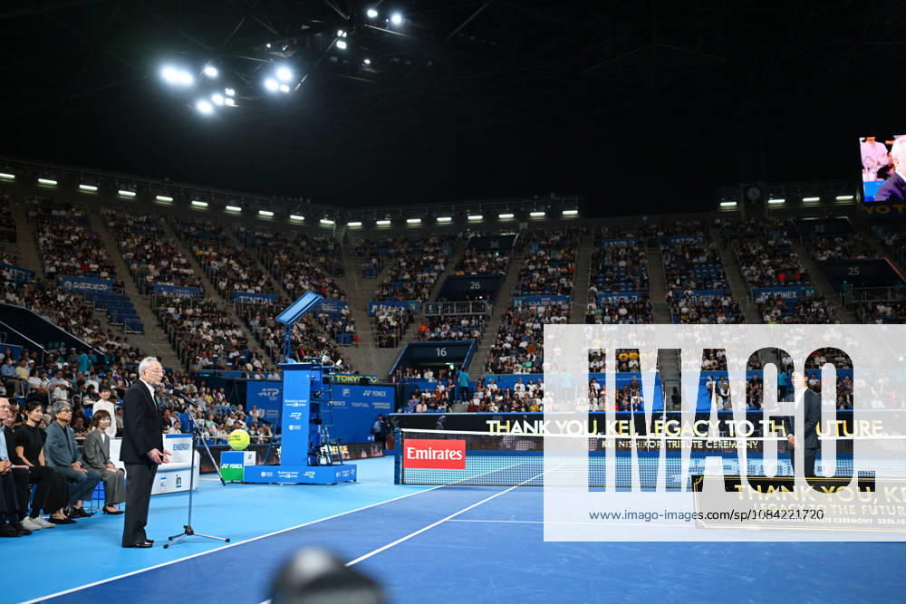 (L-R) Masaaki Morita, Kei Nishikori, OCTOBER 6, 2026 - Tennis : Kinoshita Group Japan Open Tennis Championships 2026 Kei Nishikori Tribute Ceremony at Ariake Coliseum, Tokyo, Japan. Noxthirdxpartyxsales aflo_353766405 KenjiroxMatsuox