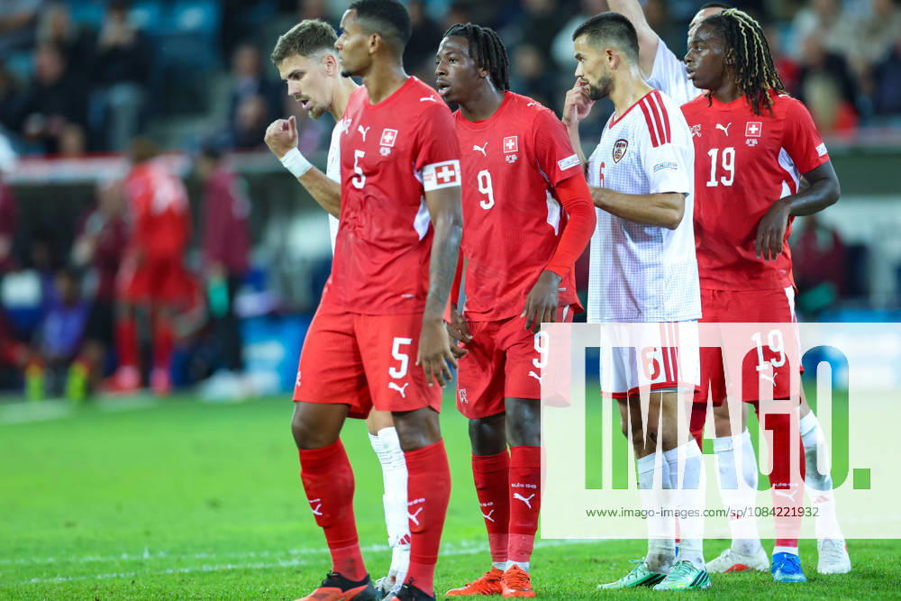 Johan Manzambi (9, Switzerland) and Winsley Boteli Mokango (19, Switzerland) during the UEFA Nations League match between Switzerland and North Macedonia at thermoplan arena on October 6, 2026 in Lucerne, Switzerland.