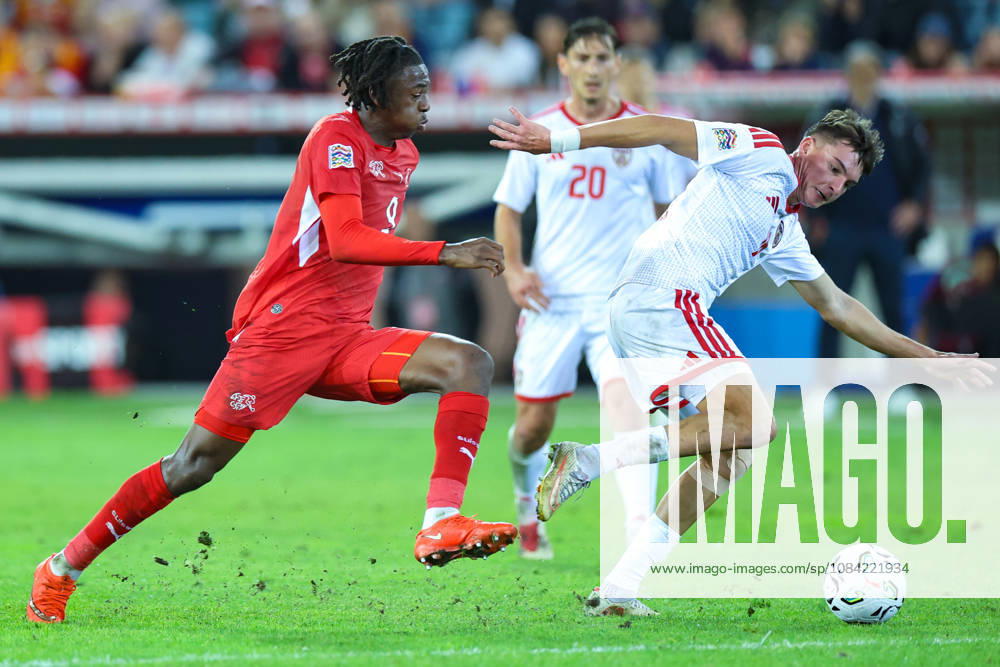 Johan Manzambi (9, Switzerland) during the UEFA Nations League match between Switzerland and North Macedonia at thermoplan arena on October 6, 2026 in Lucerne, Switzerland.