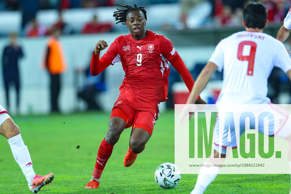 Johan Manzambi (9, Switzerland) during the UEFA Nations League match between Switzerland and North Macedonia at thermoplan arena on October 6, 2026 in Lucerne, Switzerland.