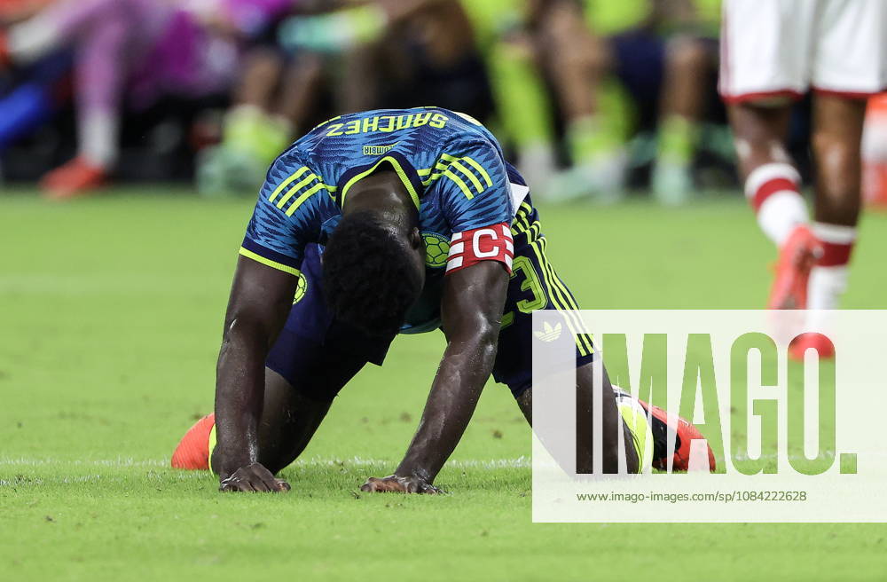 International soccer friendly - Colombia vs. Peru Colombia defender Davinson Sanchez reacts during the international soccer friendly between Colombia and Peru at Nu Stadium in Miami, Florida, USA, 06 October 2026. MIAMI FLORIDA United States