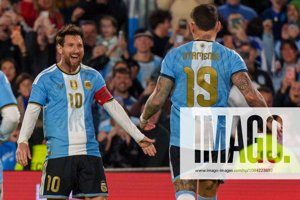 Benin v Argentina BUENOS AIRES, ARGENTINA - OCTOBER 6: Lionel Messi 10 and Nicolas Otamendi 19 of Argentina celebrate a goal during a game between Benin and Argentina at Estadio Monumental on October 6, 2026 in Buenos Aires, Argentina Buenos Aires Estadio Monumental Argentina