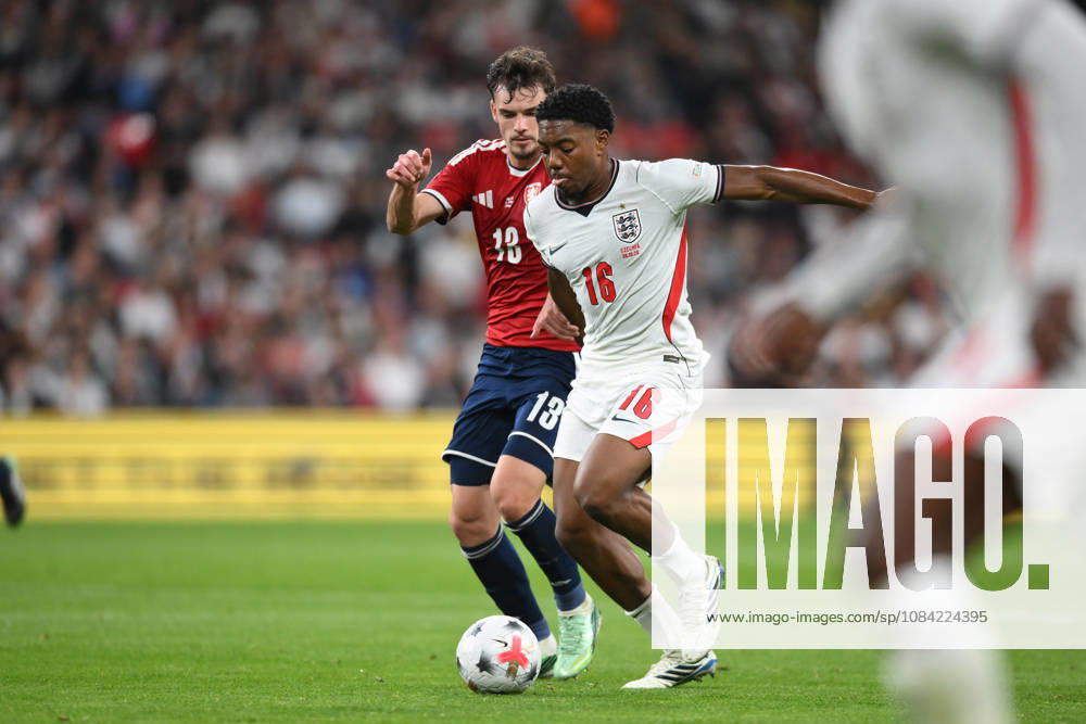 England v Czechia - UEFA Nations League 2026 27 Group A3 MD4 Myles Lewis-Skelly of England is put under pressure by Lukas Ambros of Czechia during the UEFA Nations League League A, Group 3 match between England and Czechia at Wembley Stadium in London, on October 6, 2026. London Greater London United Kingdom
