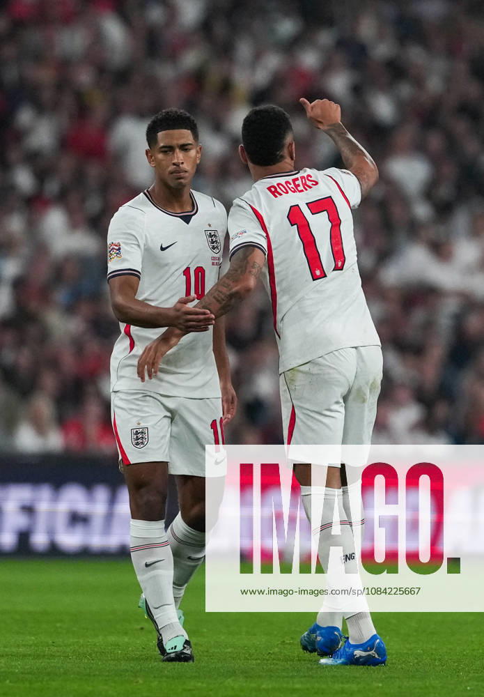 England v Czech Republic Group 3 UEFA Nations League - Season 2026 2027 - Wembley Stadium Jude Bellingham of England with Morgan Rogers during the England v Czech Republic UEFA Group 3 Nations League Match at Wembley Stadium London, Season 26 27, October 6 2026 London United Kingdom