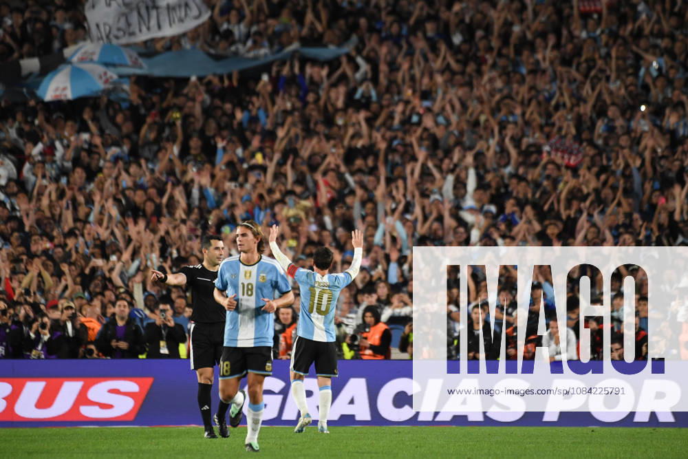 BUENOS AIRES, ARGENTINA 6 OCTOBER: Lionel Messi of the Argentine national team, Nationalteam celebrates the goal he has just scored in front of the Argentine fans, during a friendly match between Argentina and Benin at the Estadio Monumental Antonio V. Liberti on 6 October 2026 in Buenos Aires, Argentina.