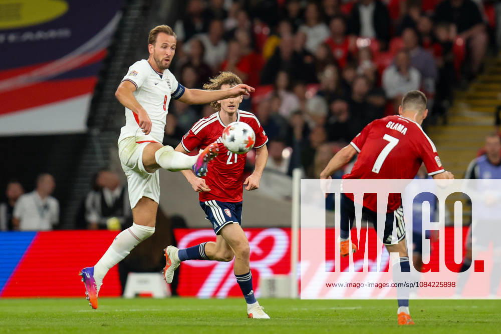 Harry Kane of England steals the ball from Alex Kral of Czechia during the UEFA Nations League 2026 27 group phase match between England and Czechia at Wembley Stadium on October 6, 2026 in London, England.