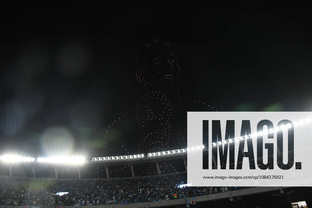 firework and drone light show during the Lionel Messi of Argentina addresses, speak to the crowd after his final international appearance the International Friendly, Länderspiel, Nationalmannschaft match between Argentina and Benin at Estadio Mas Monumental on October 06, 2026 in Buenos Aires, Argentina. Photo by SFSI Argentina national team, Nationalteam v Benin