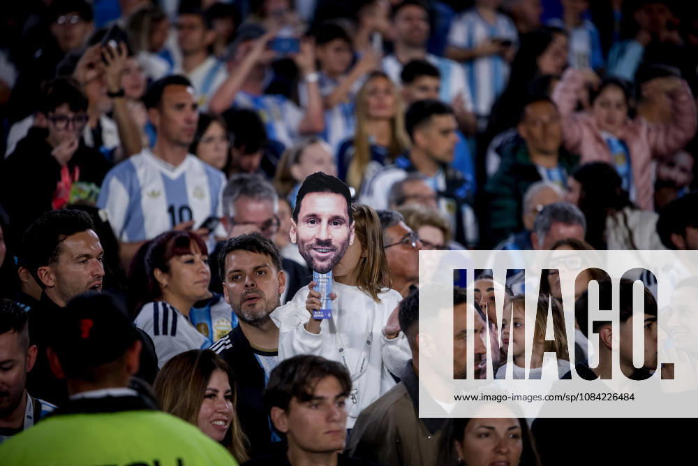 The last match of Messi in Buenos Aires, Argentina - 06 Oct 2026 A fan with Messi face mask seen during the match between Argentina and Benin International Friendly, Länderspiel, Nationalmannschaft match, The last match of Messi with Argentina national team, Nationalteam Final score: Argentina 3 - 0 Benin Buenos Aires Argentina