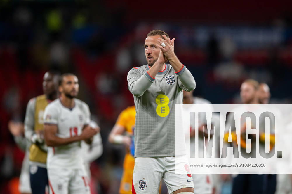 Harry Kane of England and the England team applaud their supporters at the end of their 3-0 win during the Nations League match between England and Czechia at Wembley Stadium, London, England on 6 October 2026.