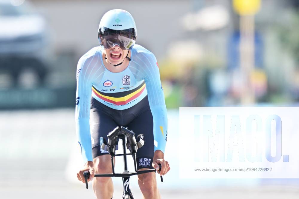 Belgium s Sander Willems crosses the finish line of the Men Junior Individual Time Trial race (22km) at the cycling UEC Road European Championships, in Ljubljana, Slovenia, on Wednesday 7 October 2026. The UEC Road European Championships are taking place from 02 to 07 October in Ljubljana, Slovenia. DAVIDxPINTENS x189034494x