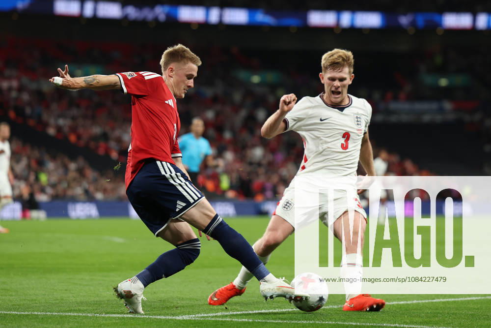 England v Czech Republic, UEFA Nations League MatÄ›j Radosta of Czech Republic in action with Lewis Hall of England during the England v Czech Republic UEFA Nations League Group 3 match at Wembley Stadium, London, England on 6 October 2026 Credit: Tiego Grenho Every Second Media Editorial use only. All images are copyright Every Second Media Limited. No images may be reproduced without prior permission.