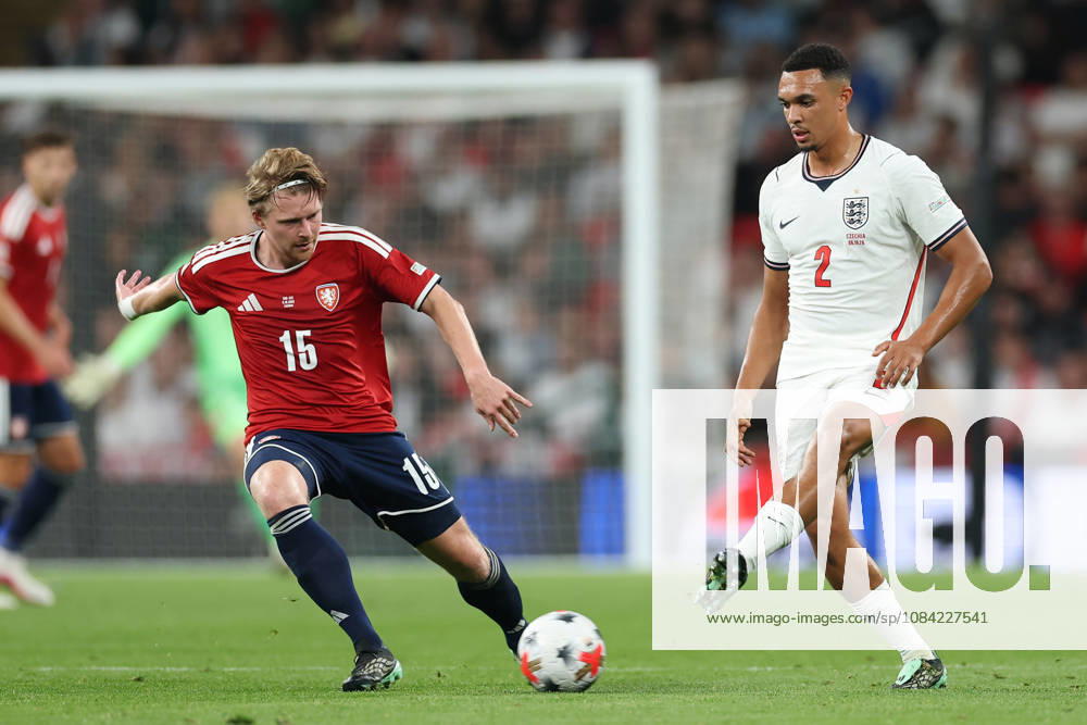England v Czech Republic, UEFA Nations League Pavel Sulc of Czech Republic in action with Trent Alexander-Arnold of England during the England v Czech Republic UEFA Nations League Group 3 match at Wembley Stadium, London, England on 6 October 2026 Credit: Tiego Grenho Every Second Media Editorial use only. All images are copyright Every Second Media Limited. No images may be reproduced without prior permission.