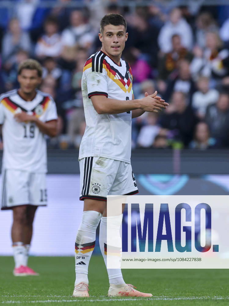 Nicolo Tresoldi (Germany) cheers during the UEFA Under21 EURO Qualifier, EM, Europameisterschaft between Germany U21, U 21 and Georgia U21 at Almstadion on October 6, 2026 in Bielefeld, Germany. (Photo by Marco Steinbrenner DeFodi Images) -