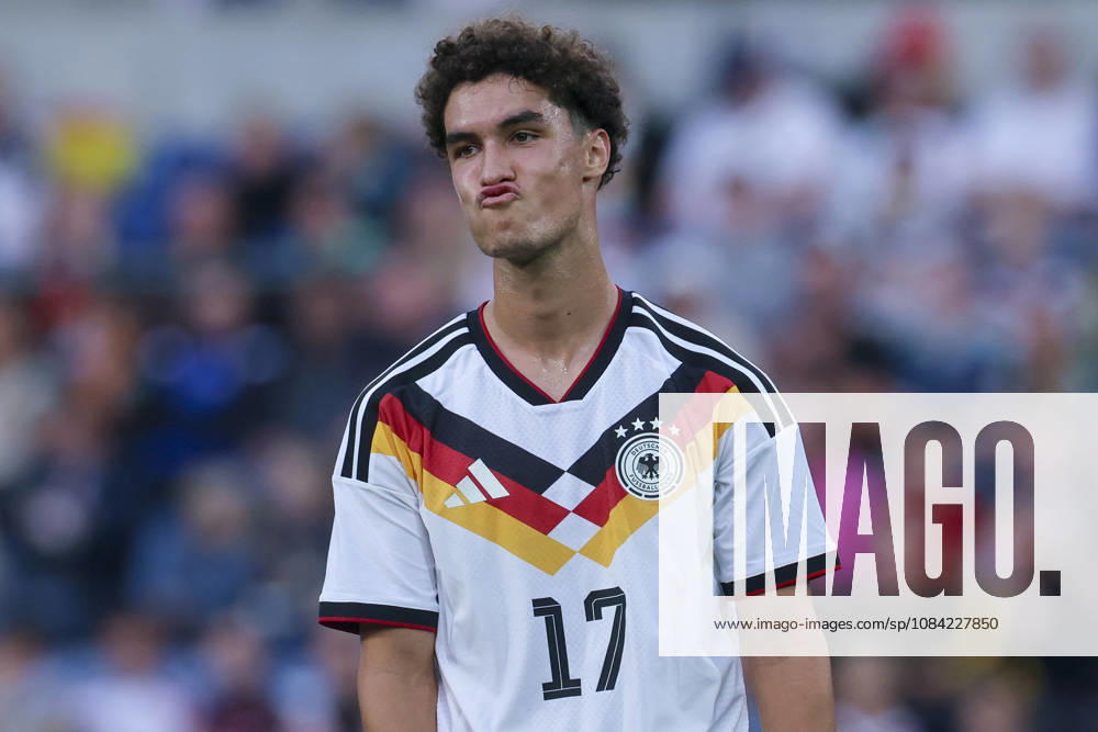 Noah Darvich (Germany) looks dejected during the UEFA Under21 EURO Qualifier, EM, Europameisterschaft between Germany U21, U 21 and Georgia U21 at Almstadion on October 6, 2026 in Bielefeld, Germany. (Photo by Marco Steinbrenner DeFodi Images) -