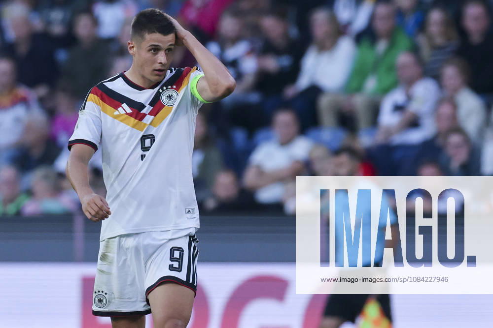 Nicolo Tresoldi (Germany) looks dejected during the UEFA Under21 EURO Qualifier, EM, Europameisterschaft between Germany U21, U 21 and Georgia U21 at Almstadion on October 6, 2026 in Bielefeld, Germany. (Photo by Marco Steinbrenner DeFodi Images) -
