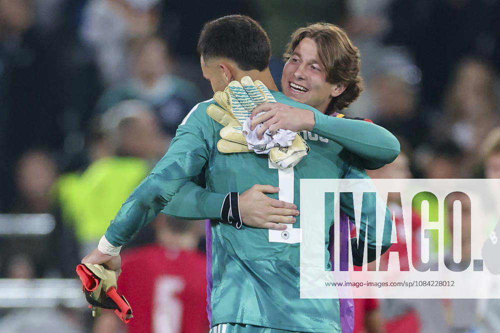 Torhueter Mio Backhaus (Germany) und Torhueter Max Weiss (Germany) cheer during the UEFA Under21 EURO Qualifier, EM, Europameisterschaft between Germany U21, U 21 and Georgia U21 at Almstadion on October 6, 2026 in Bielefeld, Germany. (Photo by Marco Steinbrenner DeFodi Images) -