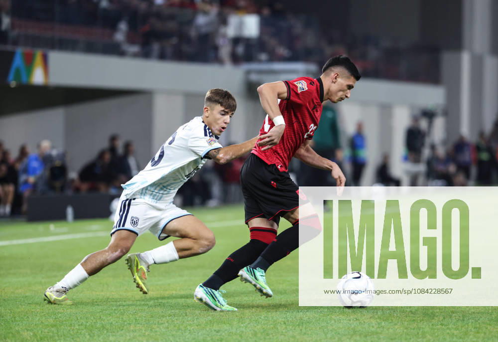Stavro Pilo of Albania and Cristian Meloni of San Marino during UEFA Nations League 2026-2027 group phase match between Albania and San Marino in Tirana, Albania on 6 October, 2026. Soccer 2026 Albania Vs San Marino UEFA Nations League 2026-2027 - ZUMAb266 20261006_zip_b266_009