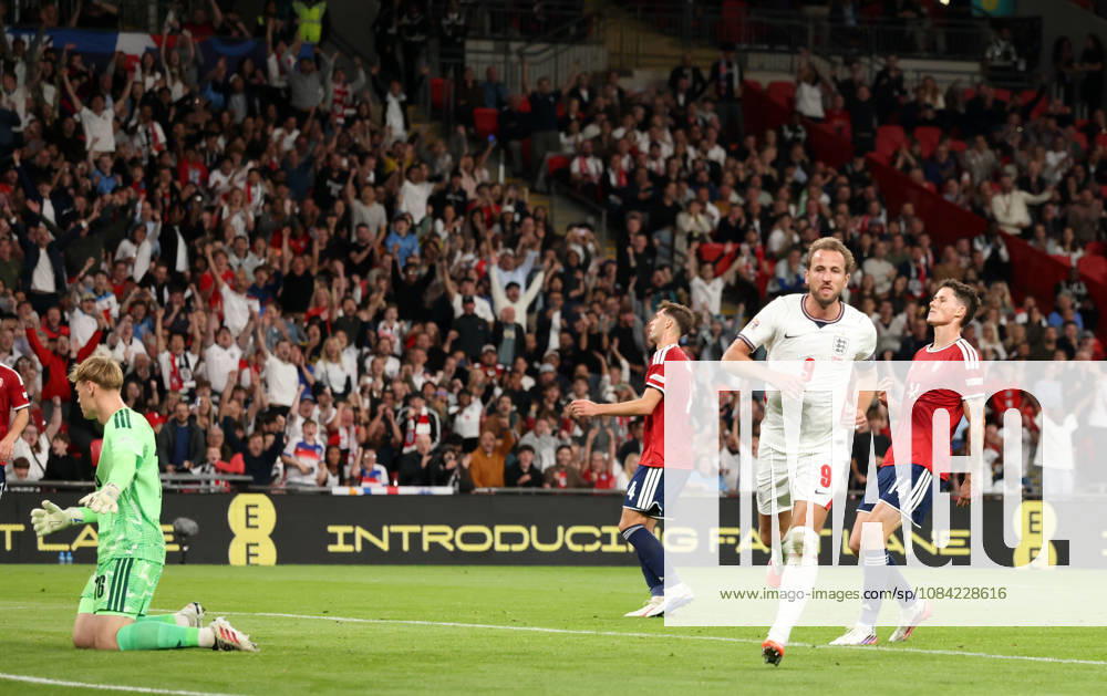Harry Kane (E) celebrates scoring the second England goal (2-0) at the England v Czechia UEFA Nations League Group 3 match, at Wembley Stadium, London, UK, on 6th October, 2026. .