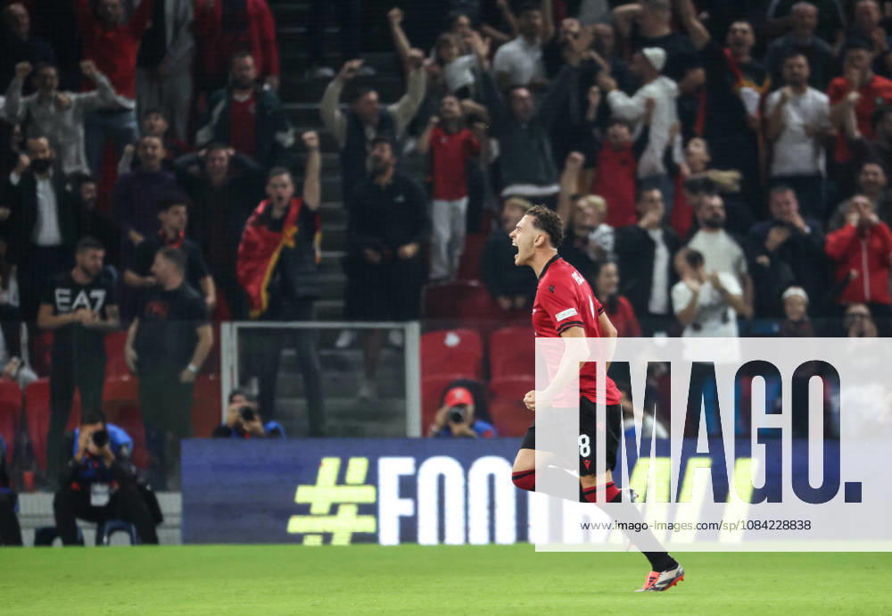 Kristjan Asllani of Albania celebrate his goal during UEFA Nations League 2026-2027 group phase match between Albania and San Marino in Tirana, Albania on 6 October, 2026. Soccer 2026 Albania Vs San Marino UEFA Nations League 2026-2027 - ZUMAb266 20261006_zip_b266_014