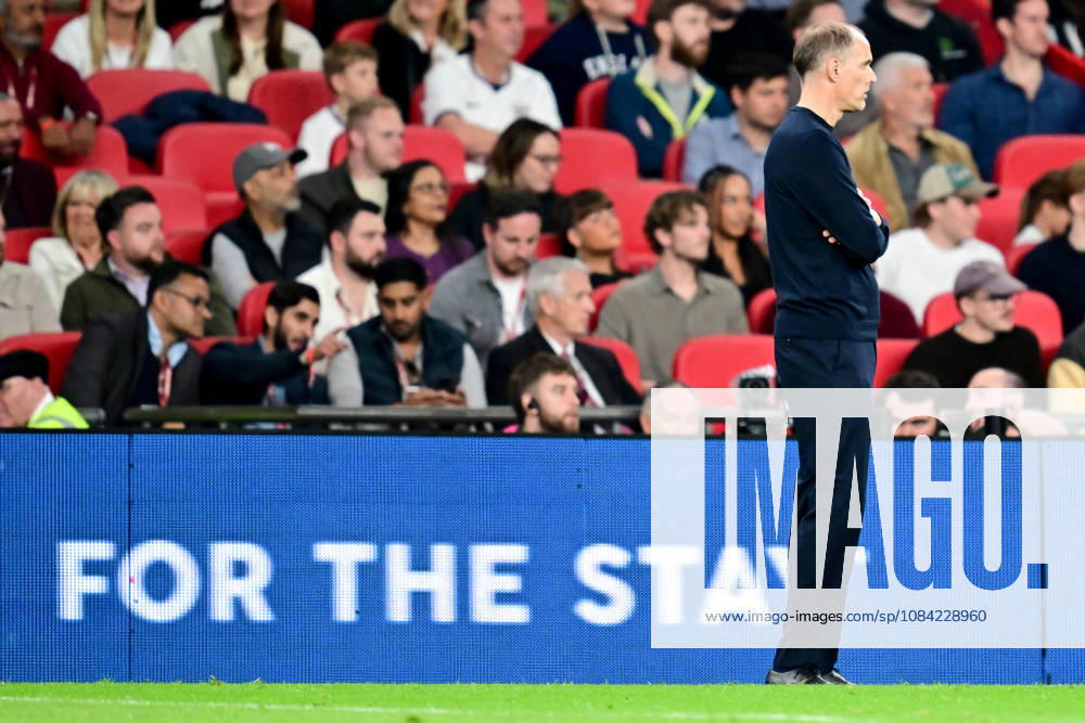 England v Czechia, UEFA Nations League England manager Thomas Tuchel in front of a sign saying for the stay during the UEFA Nations League match between England and Czechia at Wembley Stadium, London, UK on 6 October 2026. London Wembley Stadium Greater London UK Editorial use only ,