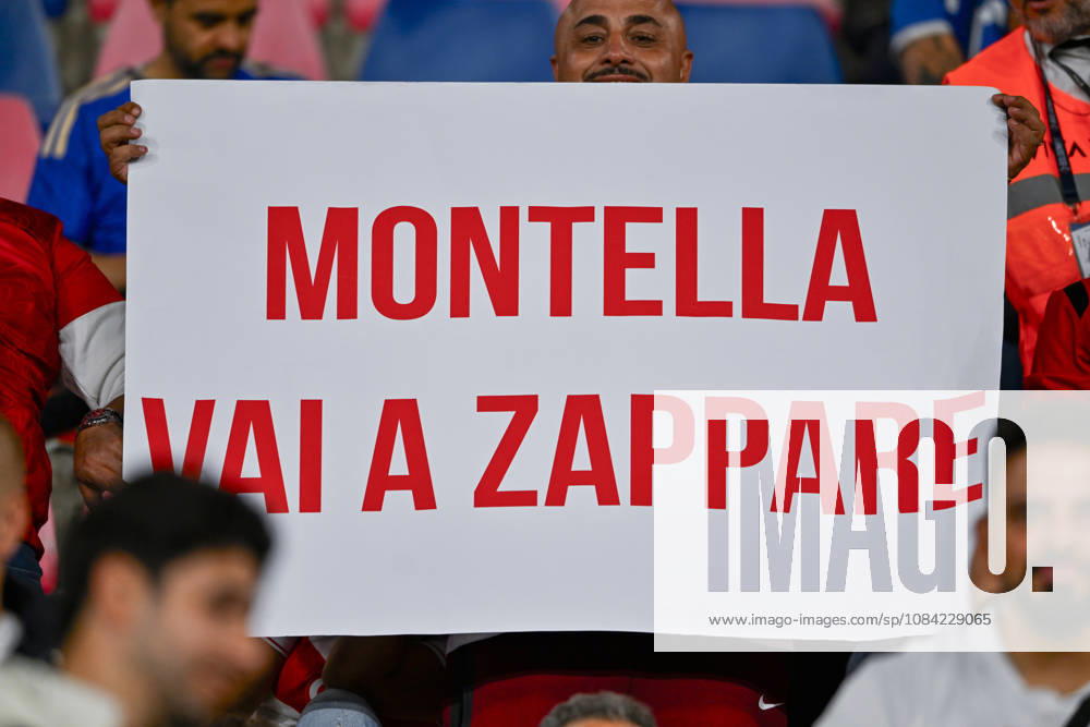 IPA89393503 - A Turkey fan holding a banner protesting Turkey s head coach, Vincenzo Montella, during the Italy vs. Turkey UEFA Nations League soccer match in Bologna, Italy, on October 5, 2026